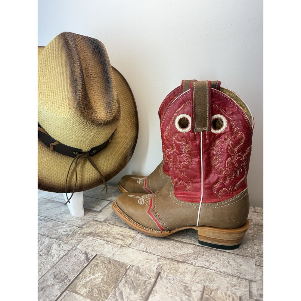 Stephy Big Girl Cowgirl Boots Boots By Lamas Square Toe Brown Leather US 5.5 - Picture 4 of 16